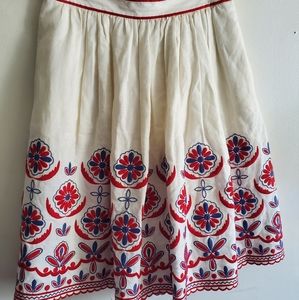 J Crew Embroidery linen  skirt size 0.
